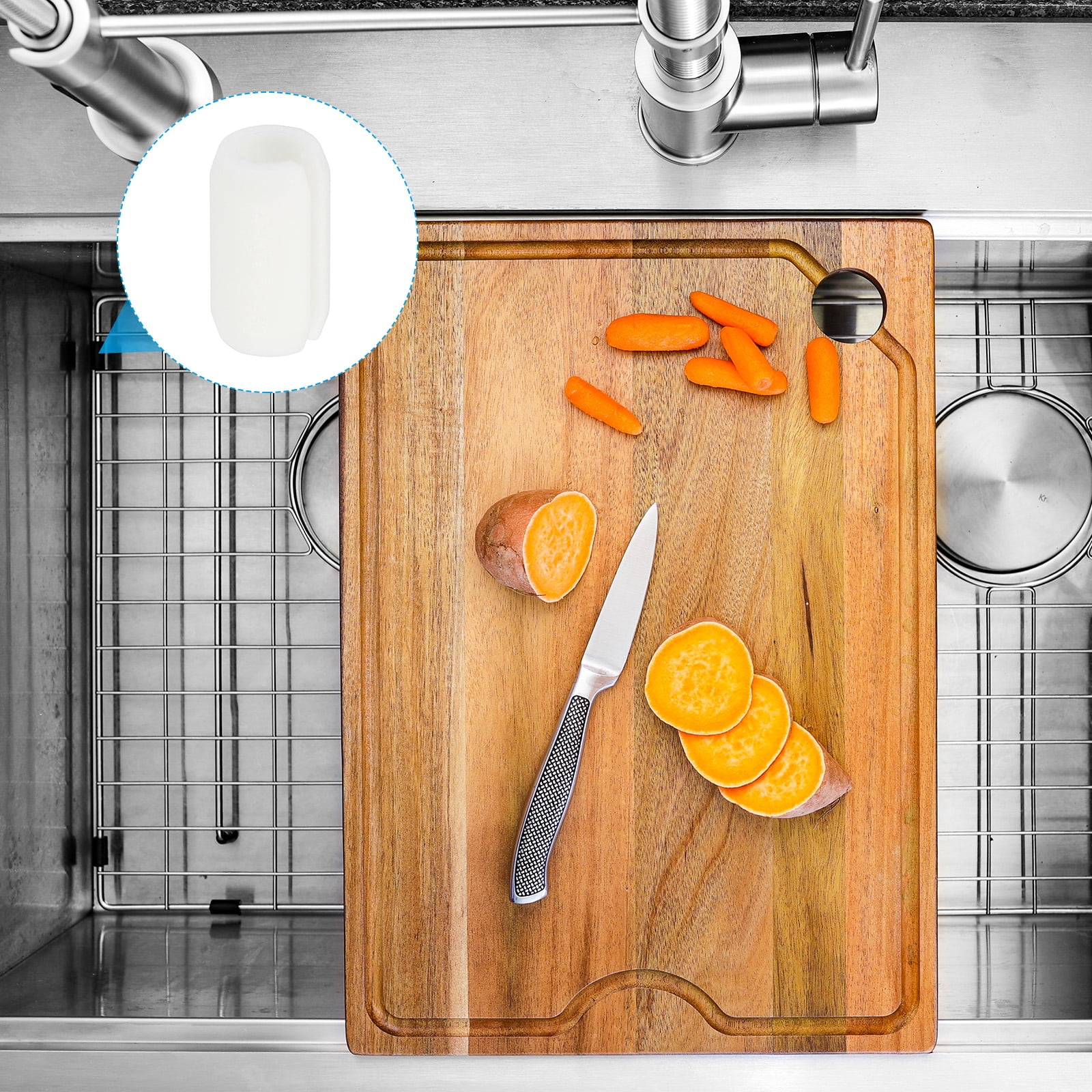 Unique Bargains Kitchen Sink Rack Feet for Protective Sink Grid White
