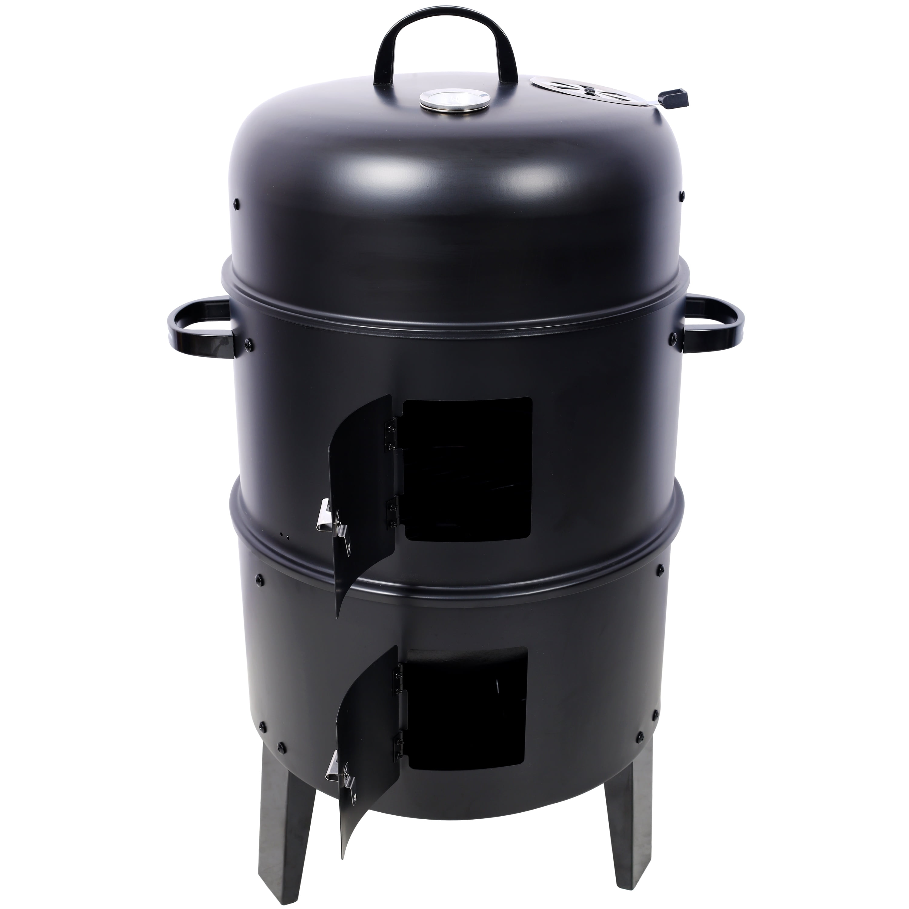 Charcoal Smoker Grill Wood Smoker Grills Outdoor Cooking 16 Inch Vertical Smoker Portable BBQ Grill for Camping Black