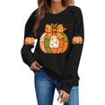 thumbnail image 4 of Ynynloco Women's Pumpkin Graphic with Bow Sweatshirts Crewneck Casual Fall Long Sleeve Tops, 4 of 7
