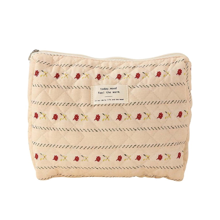 cosmeti cosmetic organizer pouch travel toiletries bags 3 pcs Set of Pieces Block Print Designer Toiletry Bag & Makeup Case - Boho Floral Quilted for Cosmetics, Skincare These 3 different styles of cosmetic bags include varying sizes to accommodate all different types of accessories Packed Party All the Things