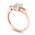 thumbnail image 2 of 0.8 ct Emerald Cut White Sapphire 3 Stone 18K Rose Gold Womens Engagement Ring, 2 of 5