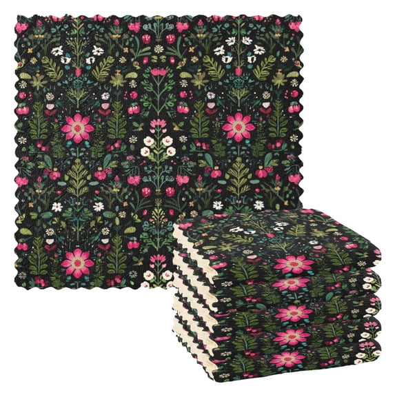 6 Pieces of Kitchen Towels 11x11Inch Kitchen Dish Cloths Kitchen Dish Towels Reuseable Cleaning Cloths Christmas Pattern Cute