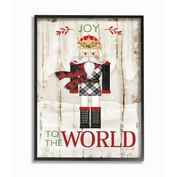 Stupell Indtries Joy to the World Quote with Christmas Nutcracker Designed by Jennifer Pugh