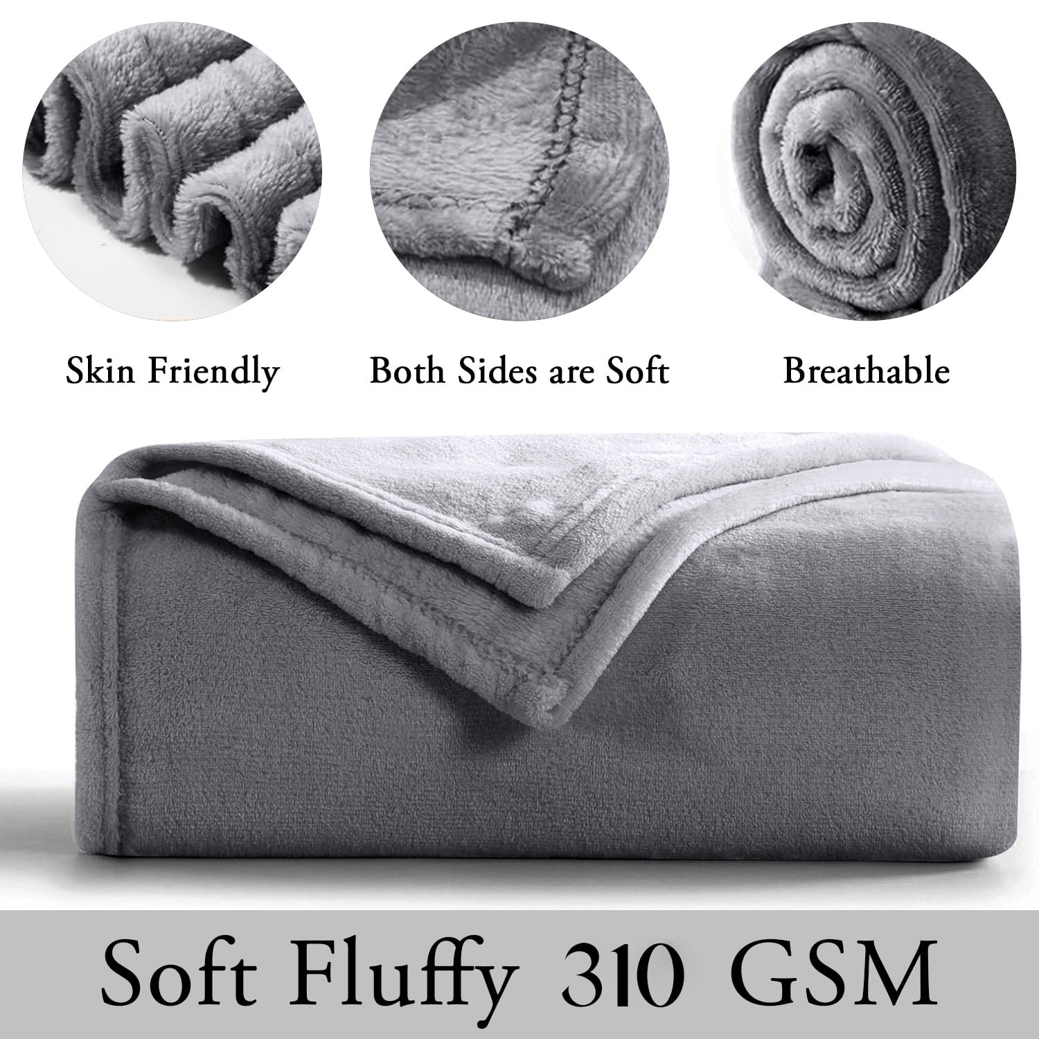 Moonlight20015 Fleece Blanket, Soft Microplush, Lightweight, Thick And Warm Cozy Comforter, Twin (60x80) Gray