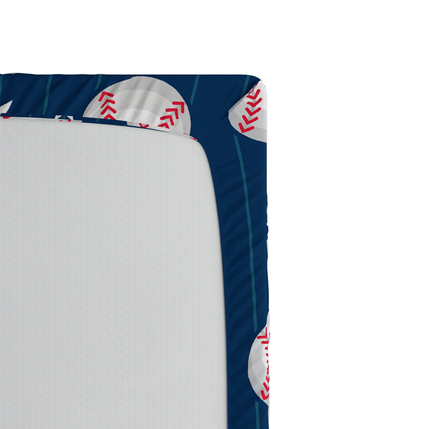 Blue Red Twin Size Ambesonne Sports Fitted Sheet Soft Decorative Fabric Bedding All-Round Elastic Pocket Baseball Patterns on Vertical Striped Background Stars Design