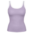 thumbnail image 5 of Aboser Womens Padded Tank Tops Double Lined Built in Bra Shirts Slim Fit Sleeveless Basic Tees Ribbed Knit Seamless Layering Shirt Summer Gym Clothes, 5 of 7