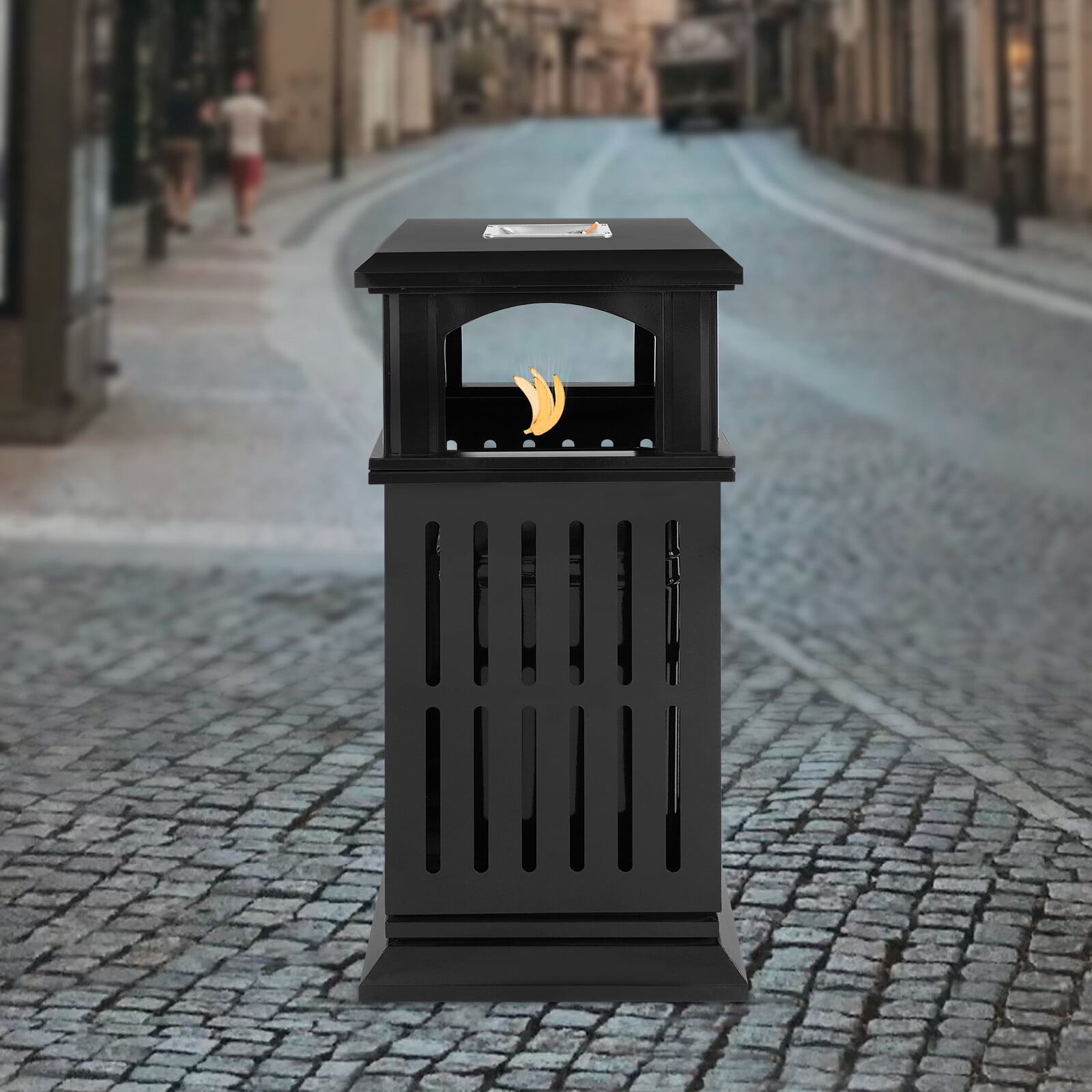 Outdoor Trash Can Commercial Garbage Bin Heavy Duty Yard Garage Waste Container for Patios, Courtyards