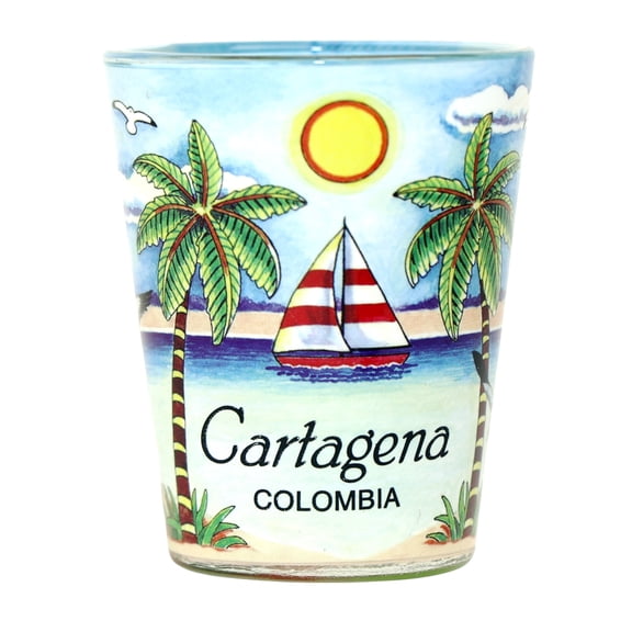 Cartagena Colombia Blue Palms In and Out Shot Glass