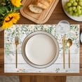 thumbnail image 4 of Watercolor Floral Placemats Set of 6, Spring Flowers Leaves Botanical Wood Grain Placemats for Dining Table, Place Mats for Kitchen Tabletop, Waterproof Wipeable Dining Table Mats Set, 4 of 9