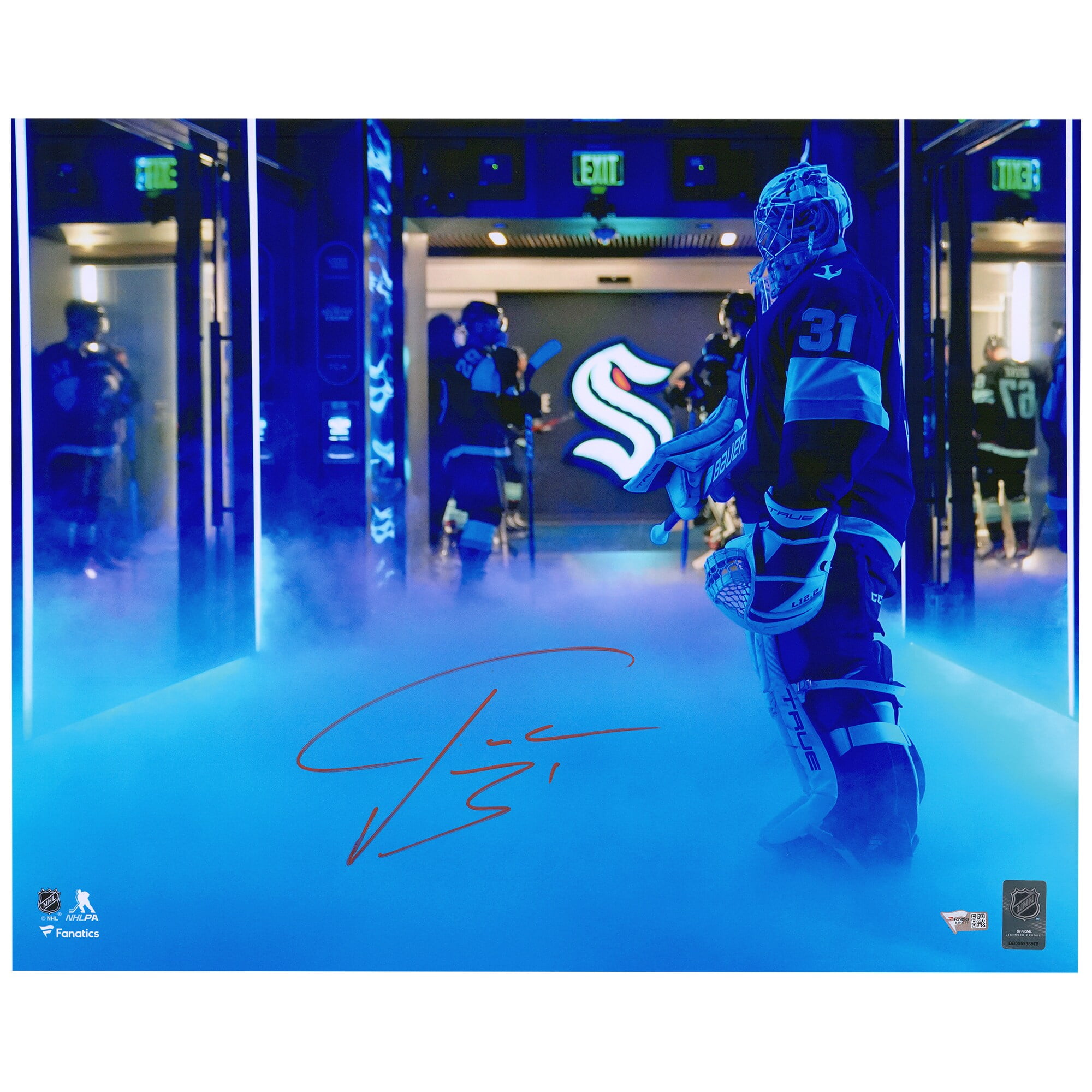 Philipp Grubauer Seattle Kraken Autographed 16'' x 20'' Pregame Tunnel