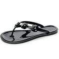 thumbnail image 2 of LSLJS Women's Summer Jeweled Rhinestone T-Strap Flat Sandals Beach Flip Flop Shoes, 2 of 8