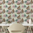thumbnail image 2 of Ambesonne Spring Peel & Stick Wallpaper for Home, Butterfly Flower Botanical, 13"x72", Pale Green Rose and Pink, 2 of 5