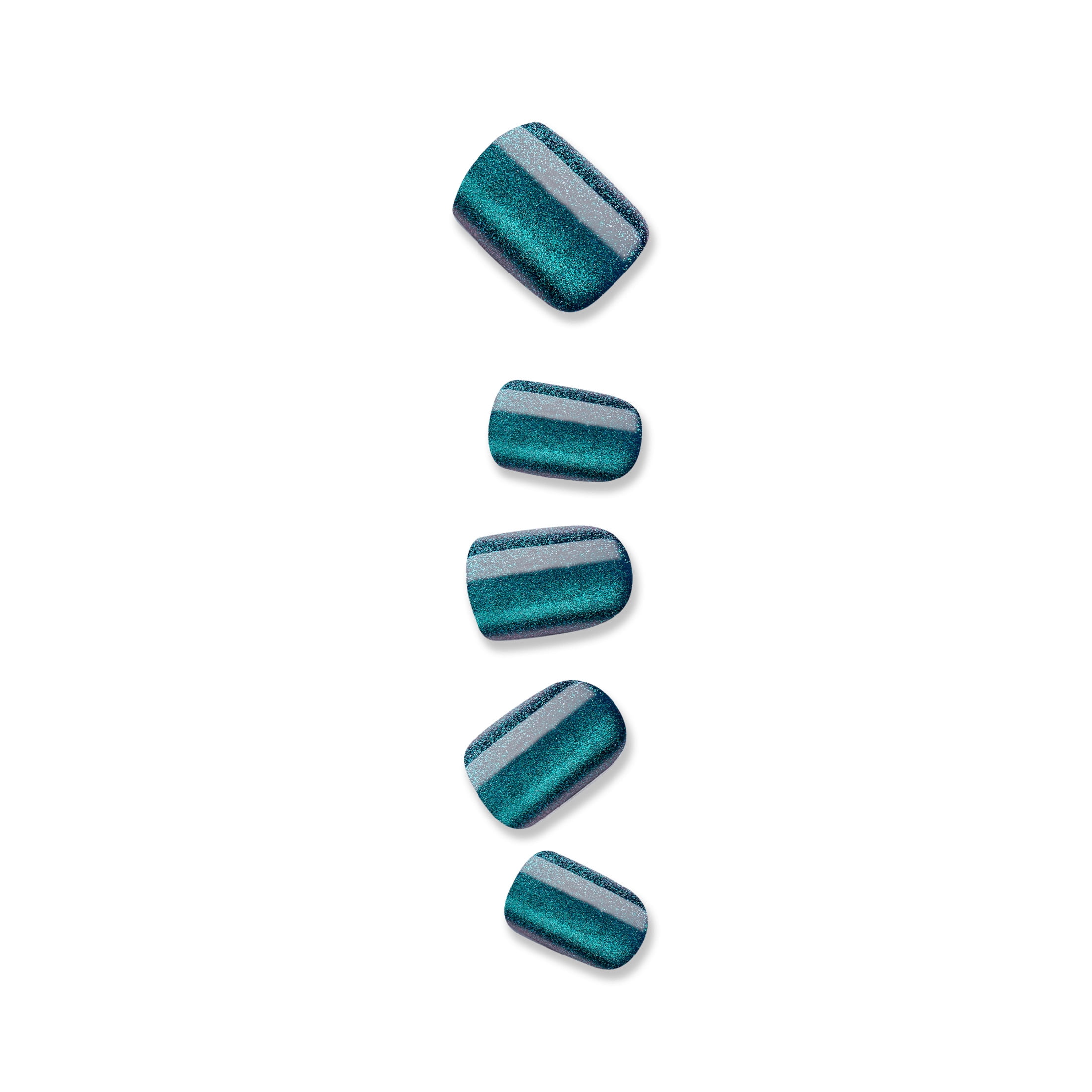 Kiss Impress Color FX  Short Square Oval Press on Nails, Green, 30 Pieces