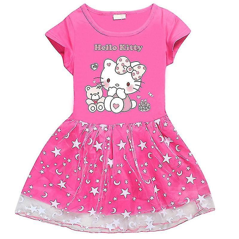 Hello Kitty Girls Kids Dress Pleated Princess Patchwork Dress Cute Printed Child Clothes Walmart