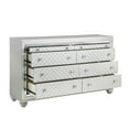 thumbnail image 5 of Modern Glam Bedroom Set 6pc Cal King Platform Bed Tufted LED Light Mirror Nightstand Dresser Chest Silver Finish Furniture, 5 of 7