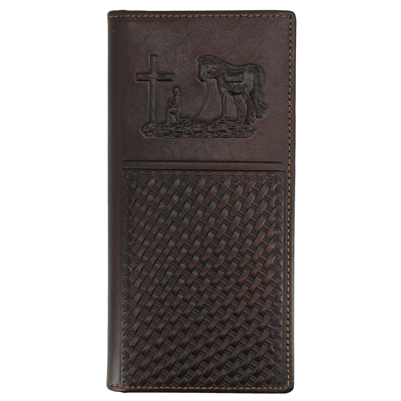 Janhooya - Men&#39;s Genuine Leather Long Bifold Western Wallet for Men Praying Cowboy - mediakits.theygsgroup.com ...