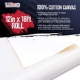 thumbnail image 2 of U.S. Art Supply 12" Wide x 6 Yards (18 Feet) Long Unstretched Canvas Roll - 100% Cotton, 12oz Triple Primed Gesso, Acid-Free - Pro Artist Quality, Oil & Acrylic Painting, Murals Backdrop, Cut Size, 2 of 6