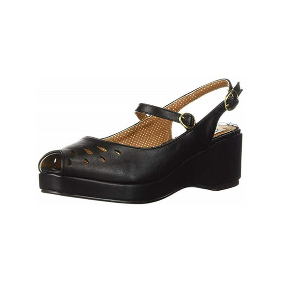 BP242-FAYE, Peep Toe Sling Back Wedge Shoes