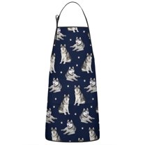 Siberian Husky Apron-Garden Aprons for Women with Pockets-Cotton Linen Waterproof Kitchen Cooking Gardening Aprons Adjustable for Kitchen,Cooking,BBQ and Salon 33x27 Inch
