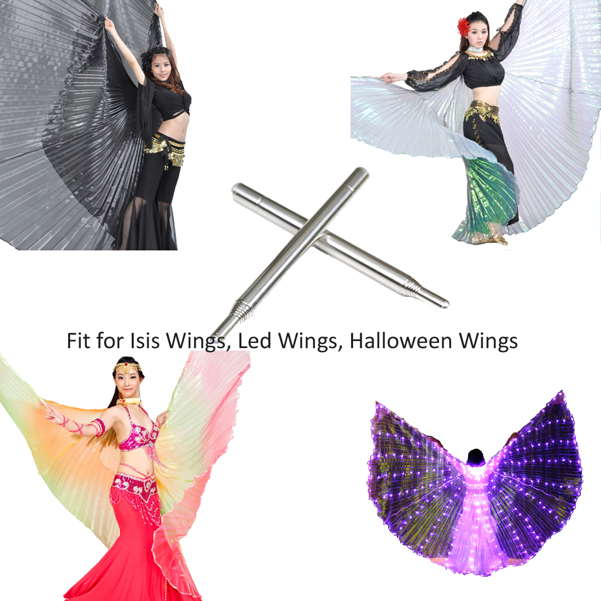 Premier Lightweight Super Endurance Upgrade Telescopic Stick Stainless Steel Telescopic Rod for Belly Dance Isis Wings,Steel