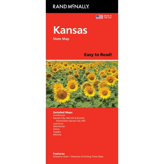 Kansas Easy to Read State Map: KS, (Paperback)