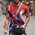 thumbnail image 2 of Ernkv Men's Slim Fit Tops Clearance Holiday Short Sleeve Shirts Round Neck Pullover Independence Day Usa Flag Print Tees Clothing Summer Fashion Red XXXXL, 2 of 5