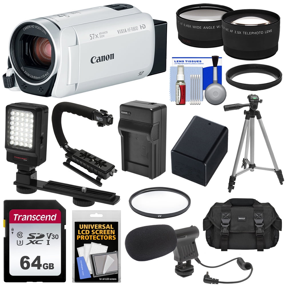 Canon Vixia HF R800 1080p HD Video Camera Camcorder (White) with 64GB
