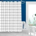 thumbnail image 1 of Microfiber Grid Printed Bathroom Shower Curtain, 72 x 72 inch, White, Black, MONOJOY, 1 of 6