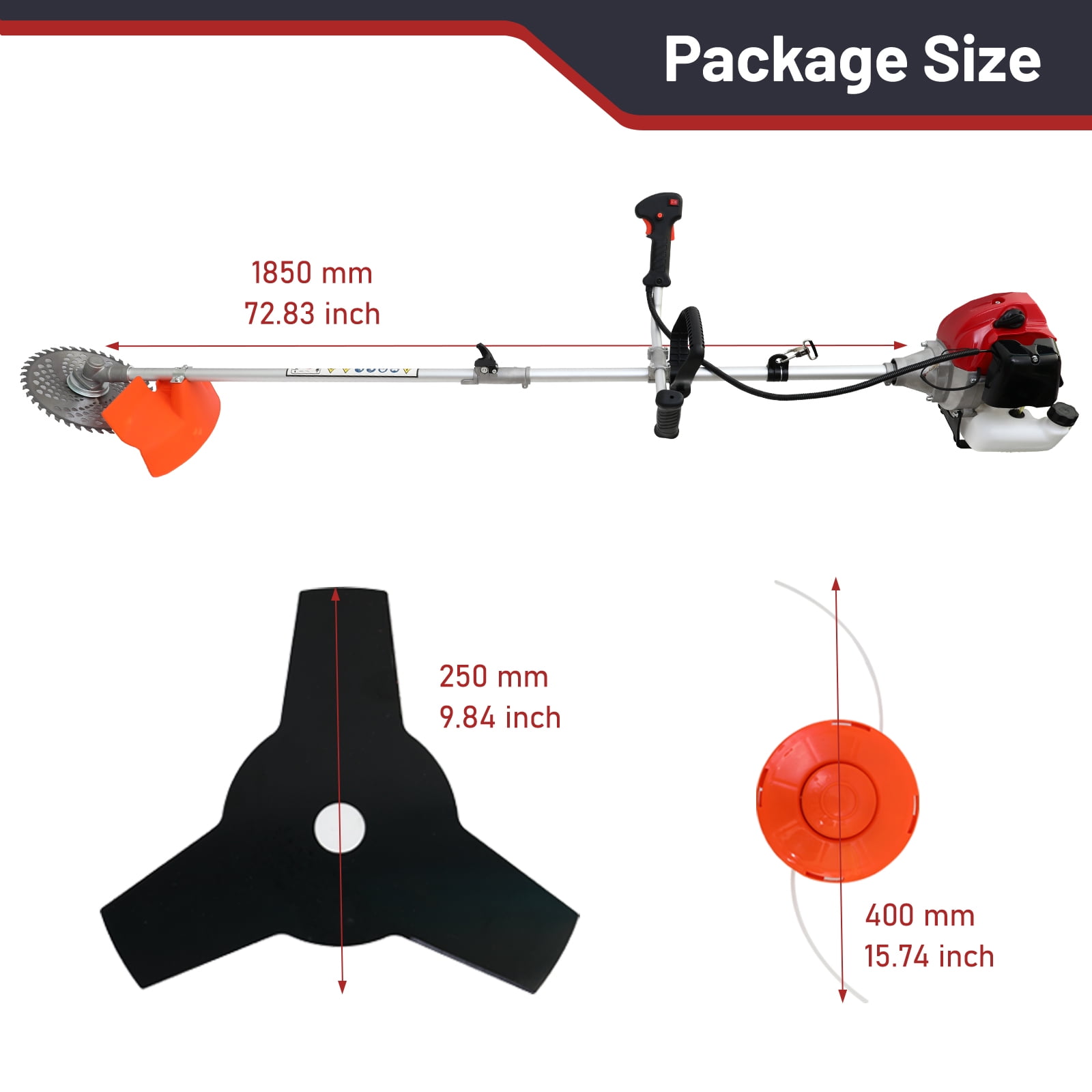 58CC Gas Powered String Trimmer, 4 in 1 Gas Weed Eater with 4 Detachable Heads, 1.75KW Gas Weed Trimmer