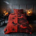 thumbnail image 2 of Homewish Halloween Bat Spider Web Twin Duvet Cover, Grunge Halftone Twin Bedding, Red Black, Black Reversible 2pcs, 1 Duvet Cover and 1 Pillowcase, 2 of 7