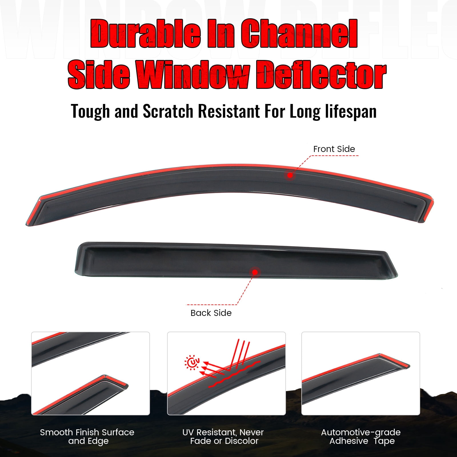 Ikon Motorsports In-Channel Window Visors Fits 2016-2020 Kia Sorento, Slim Style Side Door Rain Vent Guard Deflectors, Acrylic Smoke 4PCS