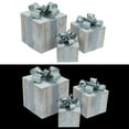 thumbnail image 3 of Alpine Corporation Set of 3 Assorted Size Wooden Light-Up Holiday Gift Boxes Decor, Silver, 3 of 14