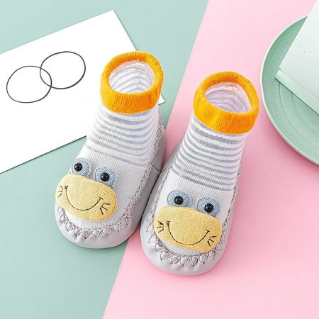 

Gubotare Baby Boy Booties Unisex Baby Booties Baby Girls Stripe Boots Soft Soles Winter Warm Cozy Socks Shoes Gray 6 Months