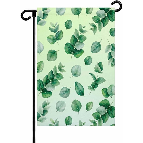 Eucalyptus Leaves Garden Flag Double Sided 12 x 18 Inch Sage Green Welcome Yard Flag for Outdoor Garden House Holiday Party Decorations All Seasons