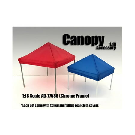 Canopy Accessory Blue and Red with 1 Chrome Frame 1:18 Scale by American Diorama