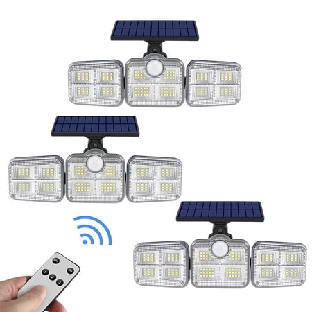 

Solarera 3 Pcs Solar Lights Outdoor 122 LED Motion Sensor Lights with 3 Adjustable Heads Security LED Flood Lights IP65 Waterproof 270° Wide Angle Illumination Wall Lights with 3 Modes