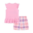 thumbnail image 4 of enyan Toddler Baby Girls Summer Clothes Smocked Short Sleeve T-Shirt Tops Ruffled Short Sets Cute Outfits 2Pcs,Pink,3-4 Years, 4 of 7