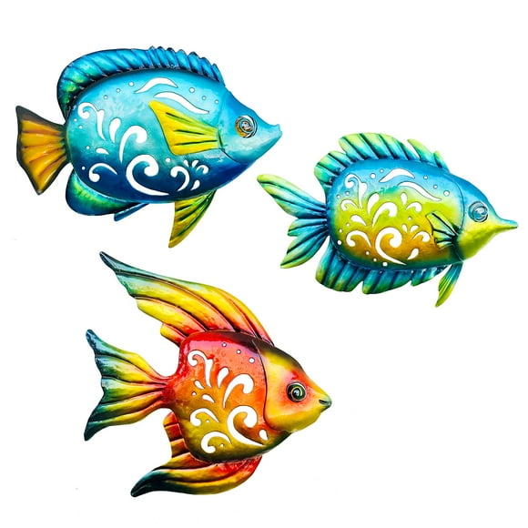 Coastal Wall Decor, Marine Metal Fish Wall Decor, Indoor Outdoor