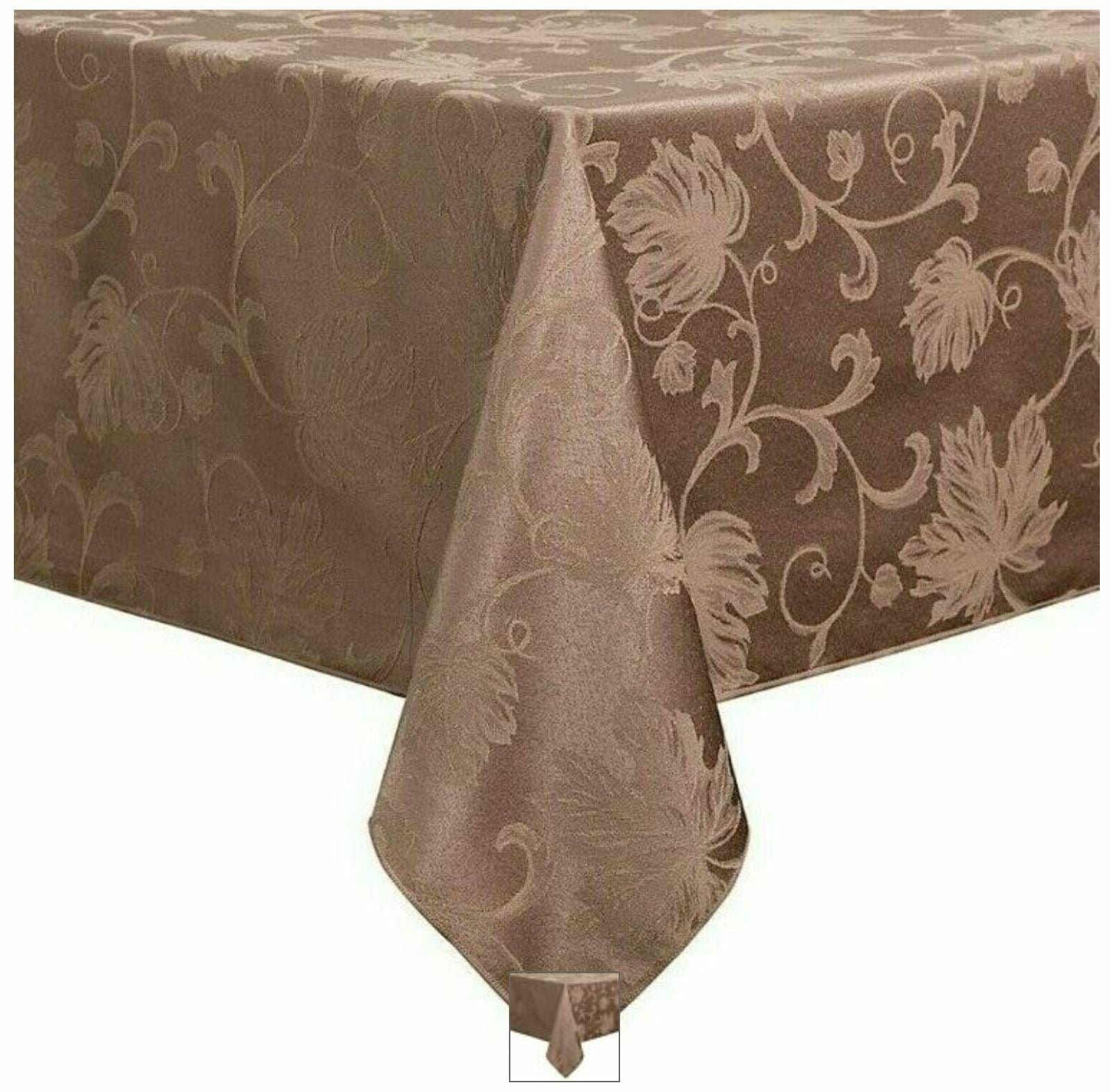 Autumn Vine Damask 70Inch Round Tablecloth in Mushroom