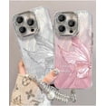 thumbnail image 6 of Electroplated Butterfly Glitter Feathered Case with or Without Chain, Lens Film Fully Covered, Drop Proof for iPhone 15 14 13 12 11 Pro Max XS XR X Phone Case (Silver 1,iPhone 11 Pro Max), 6 of 8