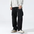 thumbnail image 3 of Pantalones para hombre, pantalones cargo grises para hombre, pantalones rectos apilados, estilo coreano, holgados, de gran tamaño, ropa técnica, los más baratos, estéticos Y2k, sueltos, 3 of 4