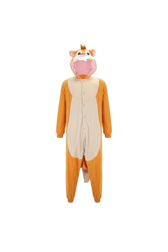Womens Onesie Fox Character Hooded Fleece Jumpsuit With Tail Warm Playful Cozy Loungewear