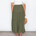 thumbnail image 4 of RUTAYY Women's Skirt Elastic High Waist Boho Style Ruffle Slim Fit A-Line Solid Color Comfortable Breathable Trendy Vintage Midi Skirt, 4 of 7