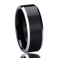 thumbnail image 2 of Men Women 8mm Mens Tungsten Comfort Fit Wedding Band Ring Flat Top Black Two Tone Unisex Ring, 2 of 3