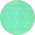 thumbnail image 1 of Ahgly Company Machine Washable Indoor Round Oriental Turquoise Blue Traditional Area Rugs, 3' Round, 1 of 4