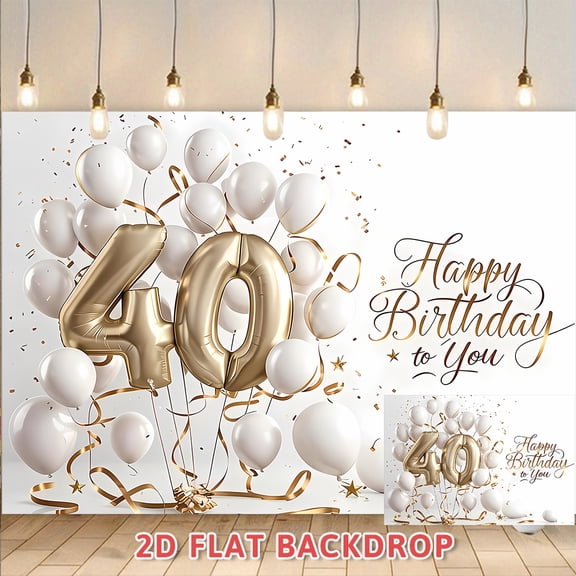 40th Birthday Backdrop, Adult 40th Birthday Party Decoration Background Wall, Birthday Photography Backdrop Prop, Suitable for Birthday Party Family Gathering Celebration Scenarios