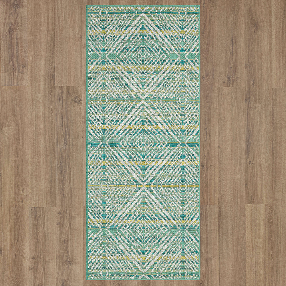 Mohawk Home Taos Geometric Outdoor Area Rug, Teal, 2' 6" x 6'