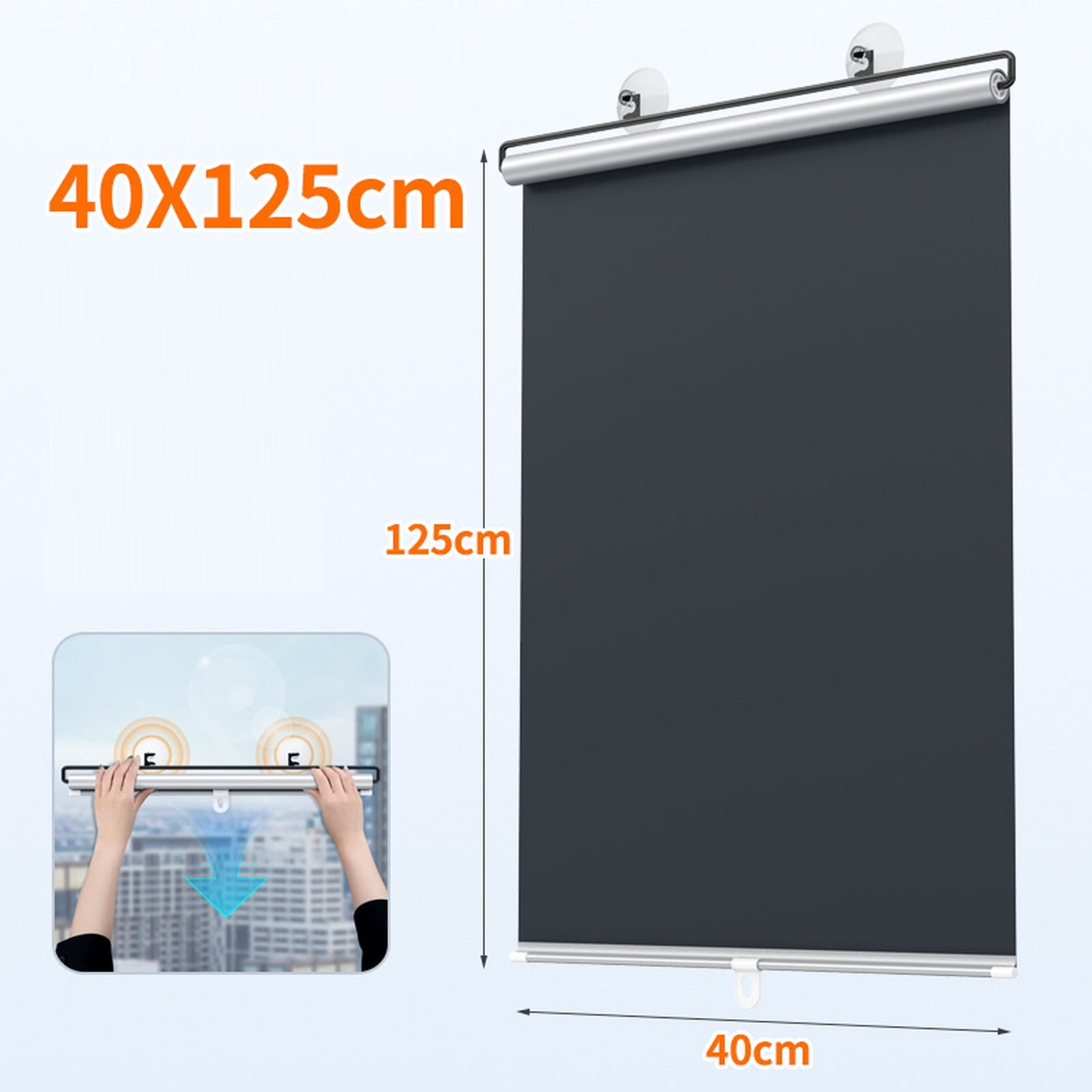 Retractable Car Sunshade Curtain, Window Shade Curtain (16x49 Inch) - No Drilling Installation, Sun Protection, Heat Insulation, Roller Shade Design - For Car Windows, Kitchen Balcony, Office Spaces