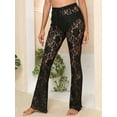thumbnail image 2 of FEORJGP Women’s Sexy Sheer Lace Pants Ladies High Waist Trousers See Through Flare Pants Bell-Bottoms Beachwear Streetwear, 2 of 6