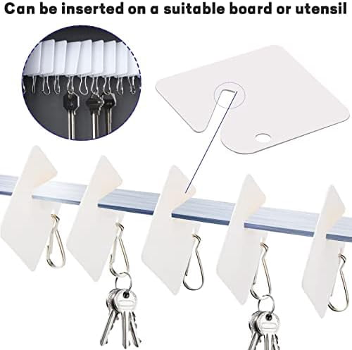 Tekola 100 Pcs Key Tags White Plastic Hanging Tags with Metal Snap Hooks, Tags for Slotted Key Cabinets Boxes Lockers Sturdy Frosted Item Identifiers for Home Office and Garage